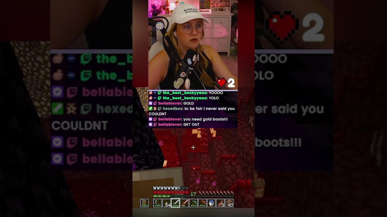 bb makes it to the nether for the first time in hardcore #minecraft