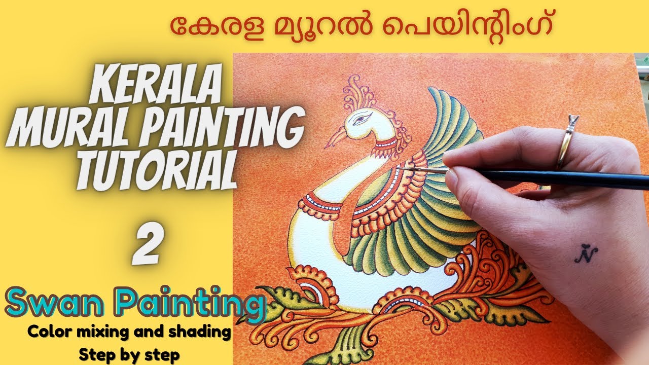 Kerala Mural painting tutorial - Swan (Hamsam)|step by step painting|Tutorial for beginners