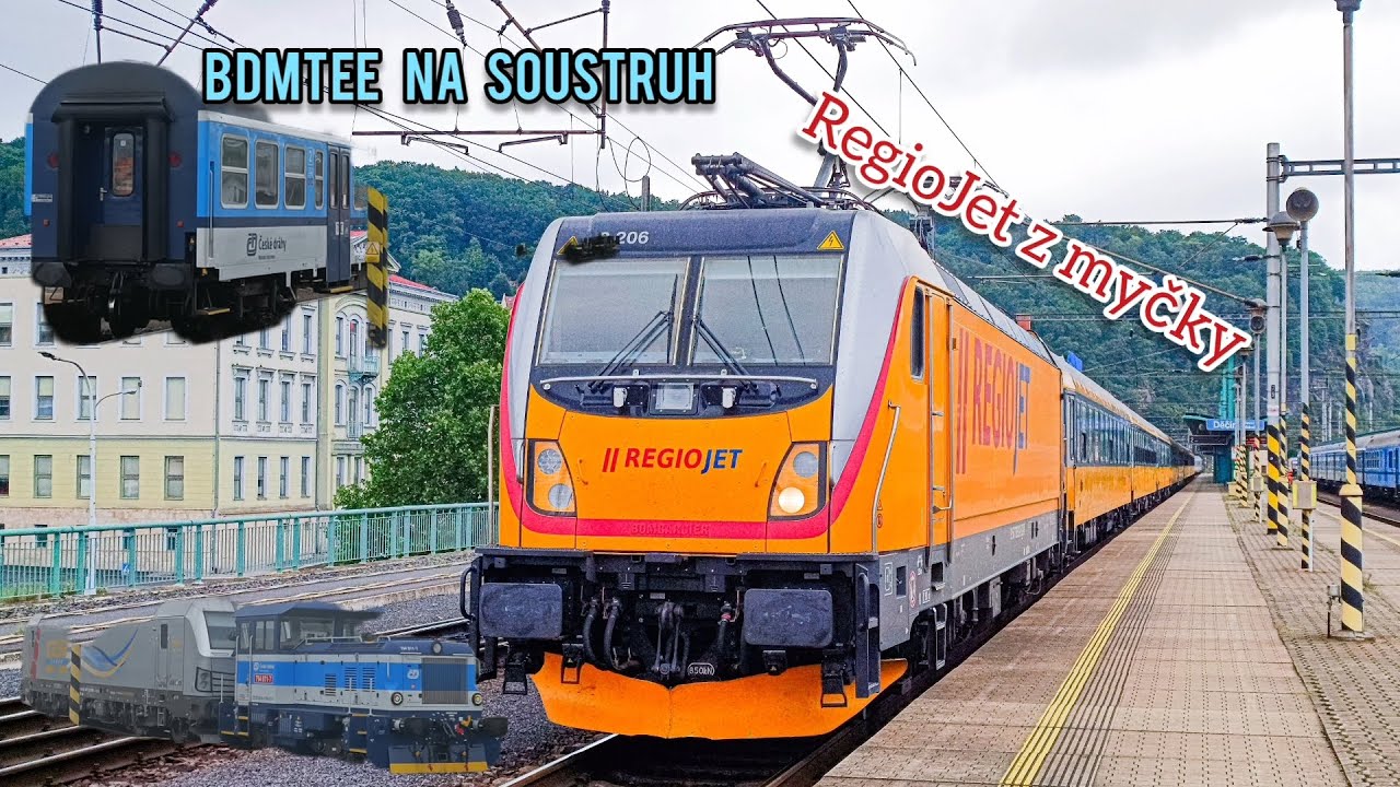 Neobvyklé vlaky v Děčíně - RegioJet z myčky a honeckery na R Labe! 28.7.2025