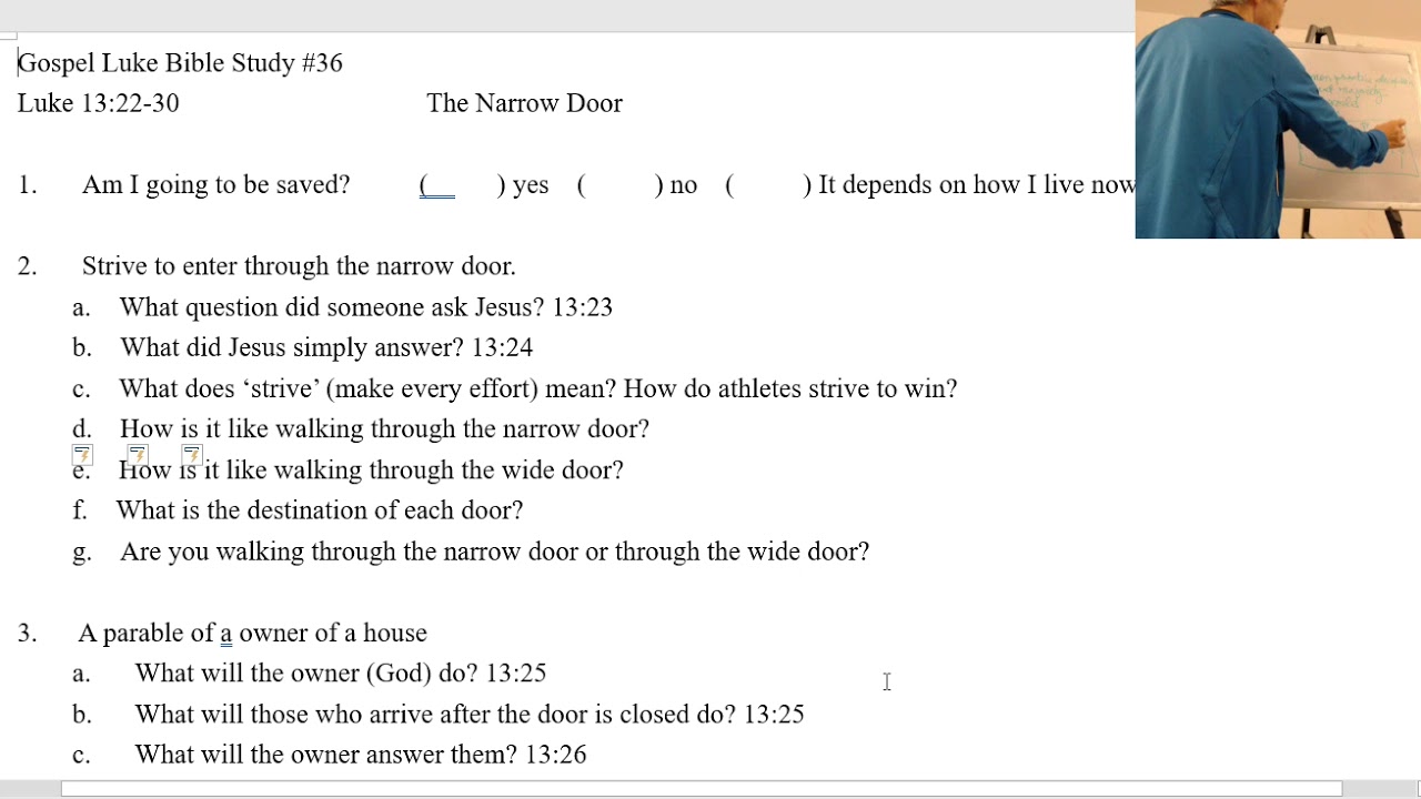 Boksoon Kim Bible Study Luke 13:22-30 The Narrow Door - Luke 13:22-30