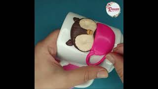 polymer clay owl on mug ♥️#shorts