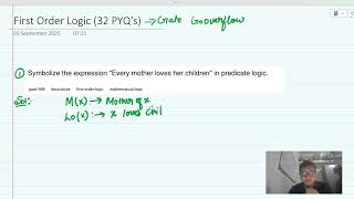 Symbolize the expression "Every mother loves her children" in predicate logic | Gate PYQ |Gate 1989