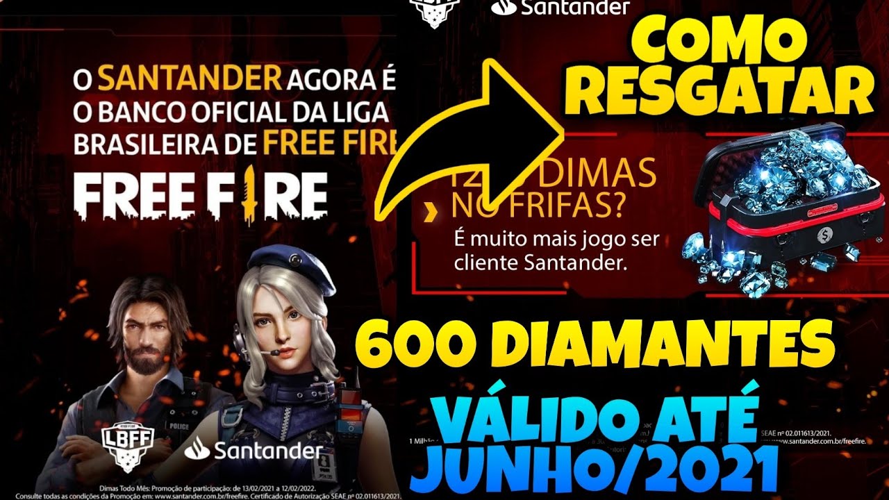 Santander e Free Fire: como resgatar diamantes grátis da promoção