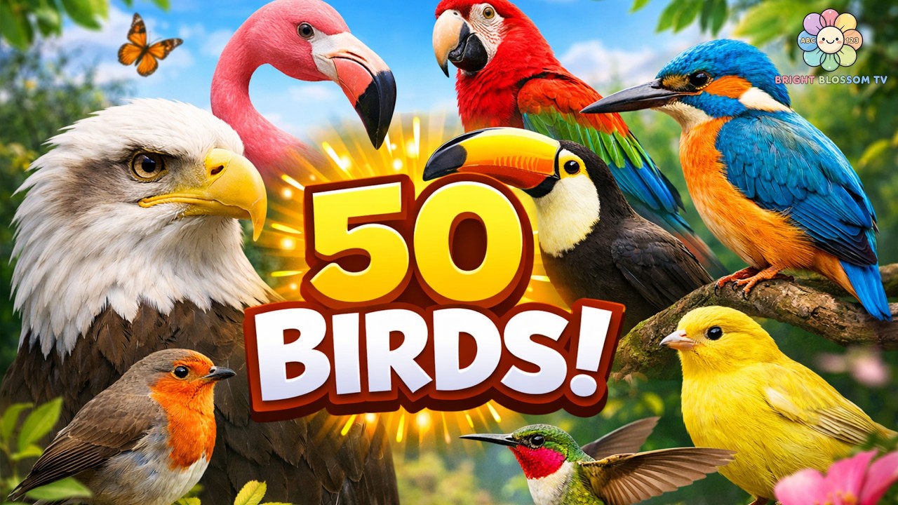 50 Birds for Kids 🐦🌍 | Realistic Bird Learning Video | Animal Education