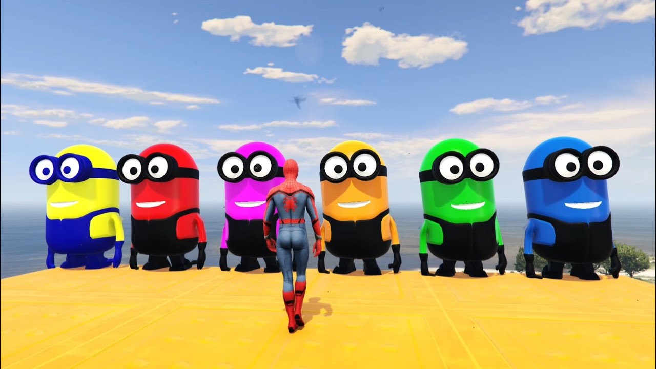 GTA 5 : Red Spiderman 🆚 Red VS Green Minion 💥 Epic Ragdolls Falls & Funny Fails 😂 #22