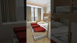 Smart Shared Kids’ Room Ideas with Solid Wood Furniture #bed #bunkbed #bookshelf