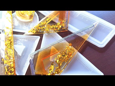 Making epoxy resin ruler , set squares & protractor school stationary supplies