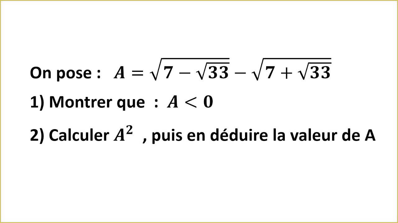Exercice avec racine carrée - TRONC COMMUN SCIENTIFIQUE