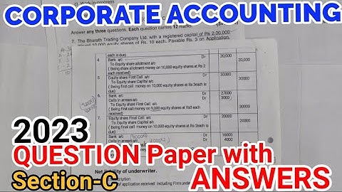 Corporate Accounting 2023 Question Paper with Answers BCOM section C