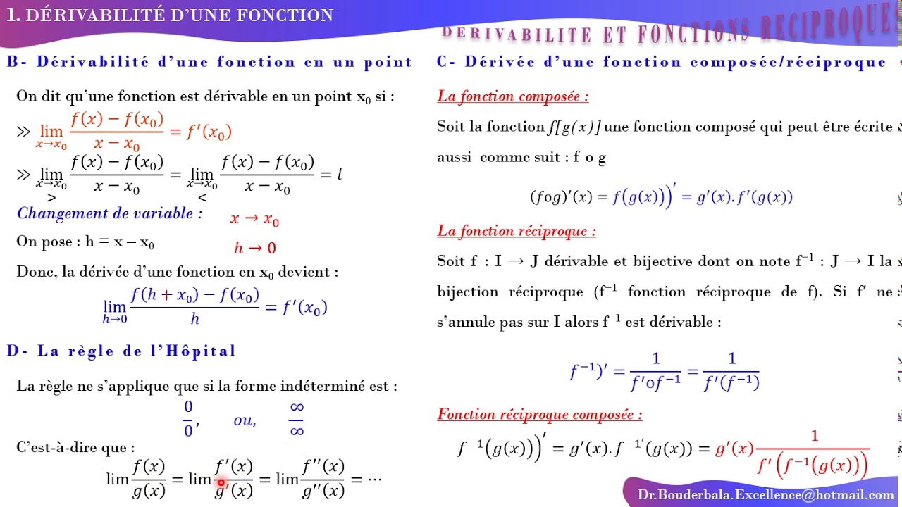 Cours Derivabilite Fonctions Reciproques Youtube