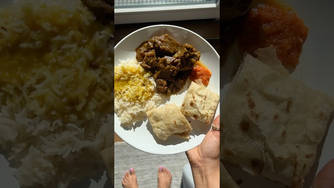 Trying homemade Guyanese food 🇬🇾 for the first time. #carribeanfood #guyanesefood #currygoat