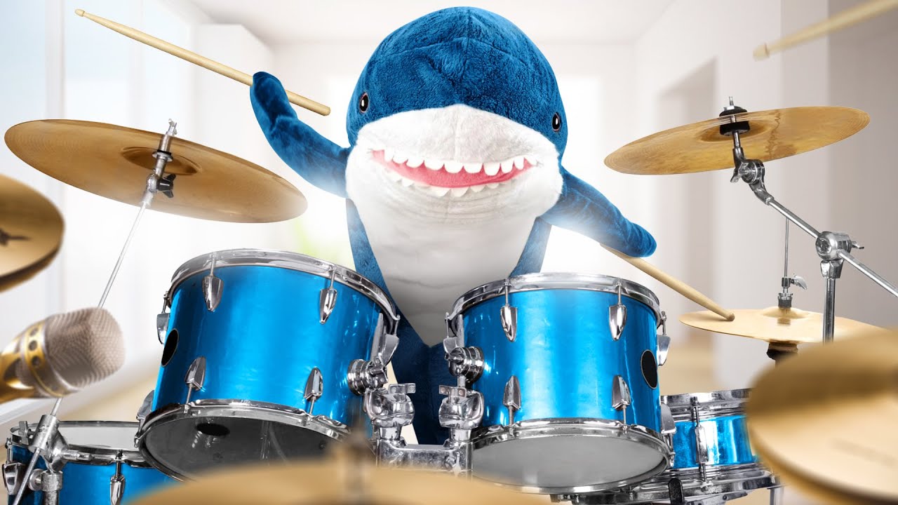 BLAHAJ BAND: Shark from IKEA Blahaj Sets Up a Drum Kit