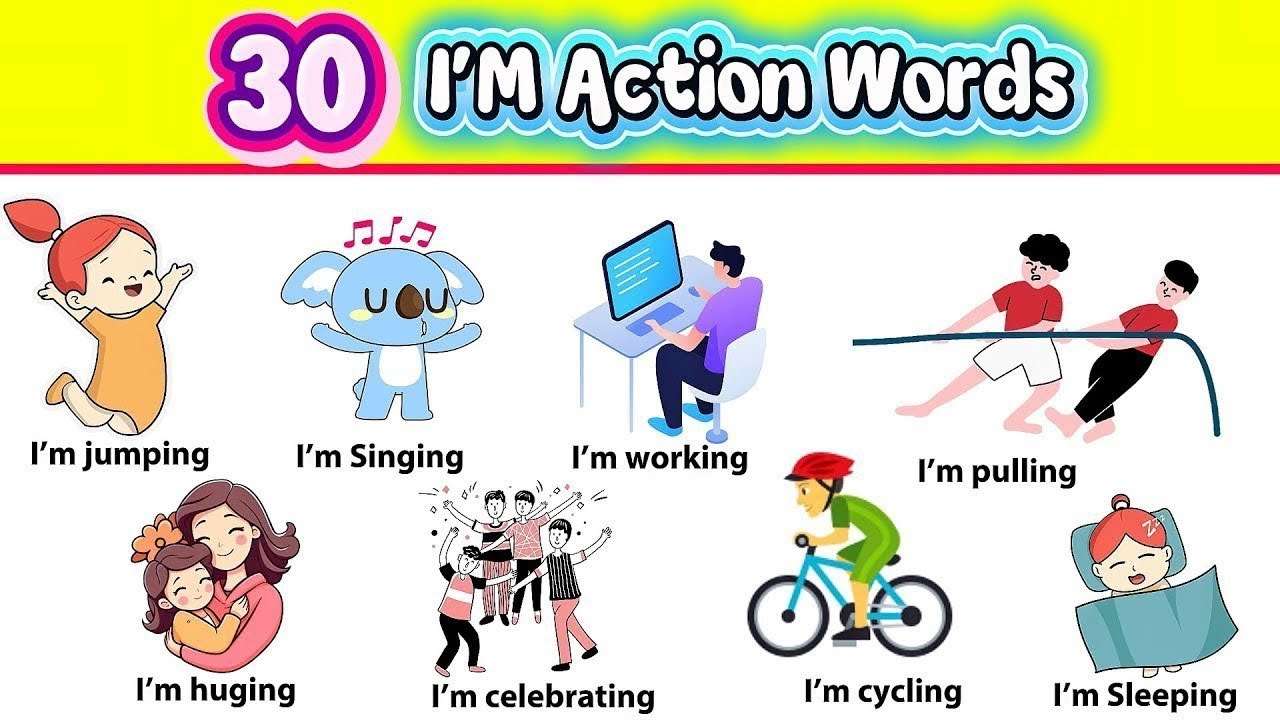 Action words (verbs) in English | Learn Vocabulary with Sentences for kids & Toddler
