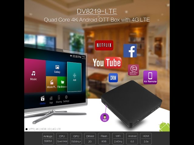 M96-4G LTE Android 7.1 Smart TV Box prend en charge la 4G LTE