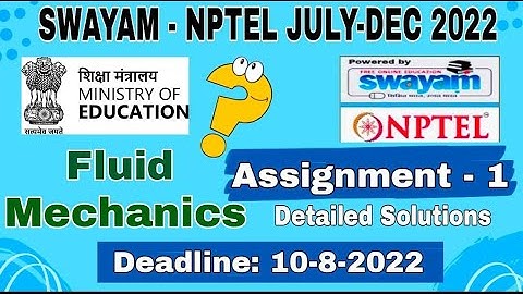NPTEL Fluid Mechanics  #Assignment-1 I July-Dec 2022 Detailed Conceptual Explanation