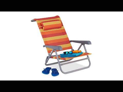Relaxdays Chaise Longue Pliante 8 Positions - Transat Plage Avec Repose-tête Et Accoudoirs - Vert/Blanc