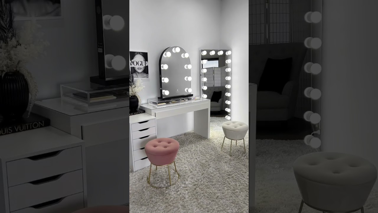 Vanity Room Styling | Faux Fur Vanity Furniture | Makeup Stool | Vanity Chair | Modern Vanity Style