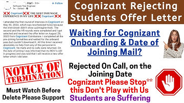 Cognizant REJECTING After Offer & At Onboarding Joining Day Why? Reason Cognizant Please 🛑 STOP THIS