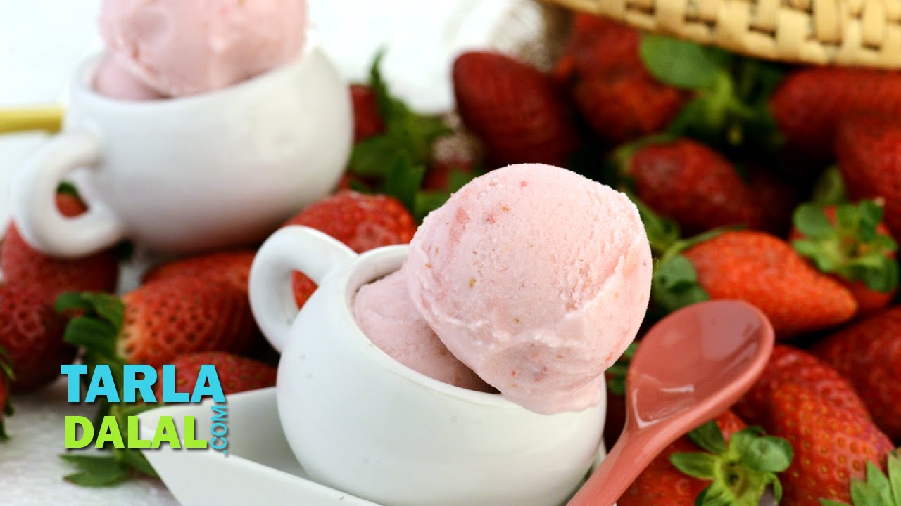 Fresh Strawberry Ice Cream by Tarla Dalal