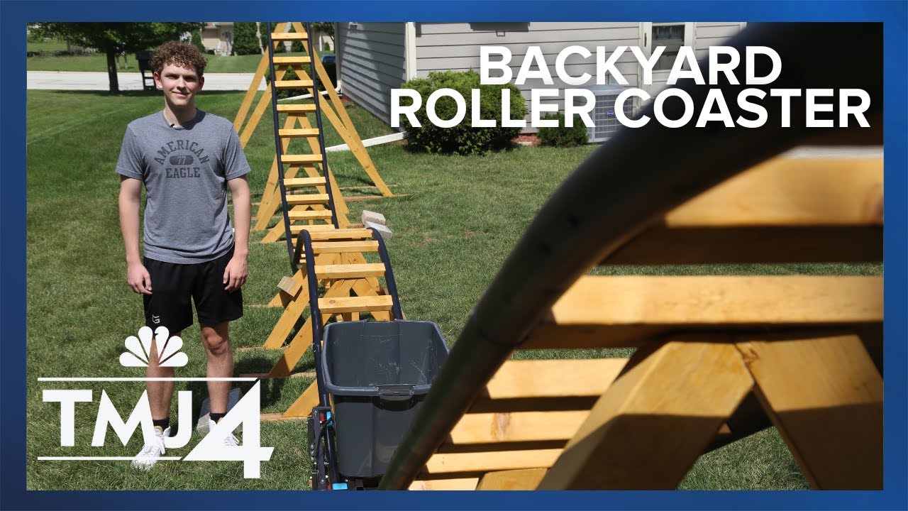 Teenager builds backyard roller coaster - YouTube
