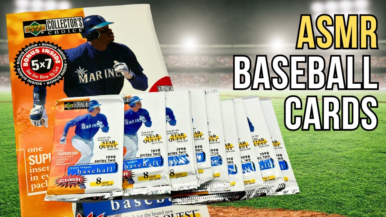 Opening some late 90's baseball cards / ASMR / whispering and gum chewing