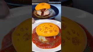 Paw-Print Omelet Rice, boldly prepared on a hot plate  #japanesefood