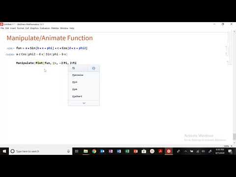 Mathematica Module 2: Manipulate and Animate Functions