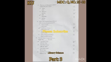 KU#MDC :LIBRARY SCIENCE #PREVIOUS YEAR QUESTION #ANSWERS