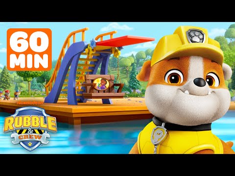 Rubble's Rescues & Sunny Outdoor Builds! w/ Mix, Charger & Wheeler | 1 Hour | Rubble & Crew