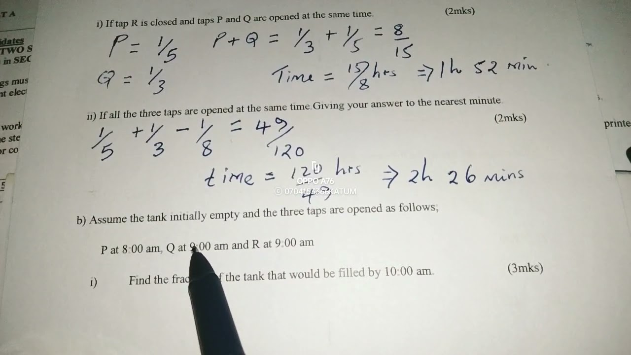 RATES OF WORK: FILLING AND EMPTYING A TANK SIMULTANEOUSLY