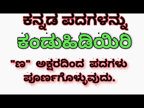 ಕನ್ನಡ ಪದಗಳನ್ನು ಕಂಡುಹಿಡಿಯಿರಿ!? "ಣ" ಅಕ್ಷರದಿಂದ ಕೊನೆಗೊಳ್ಳುವ ಪದಗಳಾಗಿವೆ.