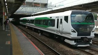 E257系5000番台OM-92編成 特急熱海海上花火大会号送り込み回送ミュージックホーンを鳴らして大宮駅発車