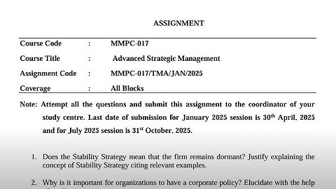 IGNOU MMPC-017 Solved Assignment Jan 2025 | July 2025 [FREE] IGNOU MBA Advanced Strategic Management