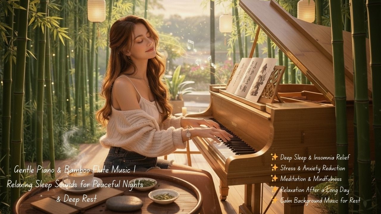 Gentle Piano & Bamboo Flute Music | Relaxing Sleep Sounds for Peaceful Nights & Deep Rest
