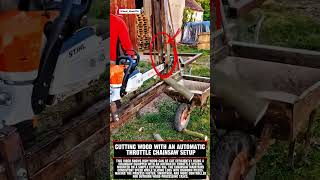 Cutting Wood with an Automatic Throttle Chainsaw Setup #Chainsaw #WoodCutting #Firewood #Sawmill
