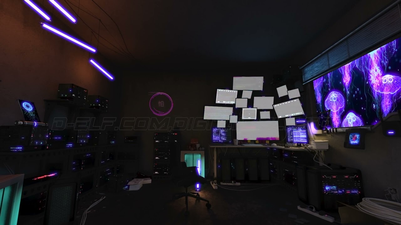 Youtube配信向け動画背景ループ素材 サイバーパンク マイpcルーム を追加しました Digitalelf