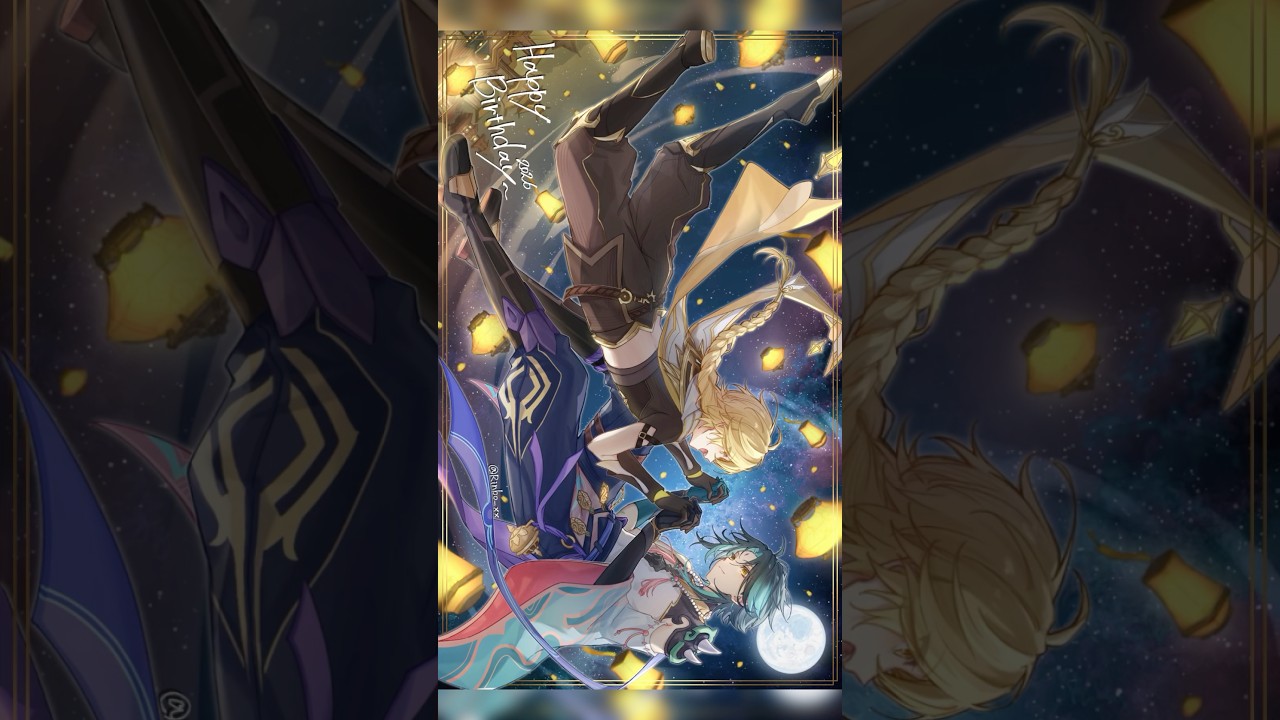 【原神_#魈生誕祭2026】おめでとう魈様🎉🎉🎉 #原神 #魈 #空 #イラストメイキング