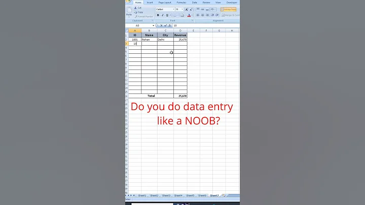 Excel Shortcut: Open Data Entry Form