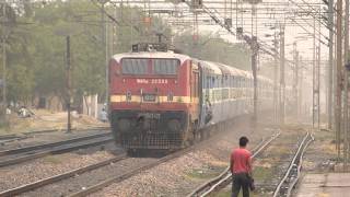 Golden Temple Mail
BRC WAP-4E creates sparks, raises dust and passes through Asaoti with 12903 Mumbai Central-Amritsar Golden Temple Mail also had a name Frontier Mail few years ago. Its one of the few Mail trains which still continue to carry RMS coach with its regular composition. Golden Temple Mail