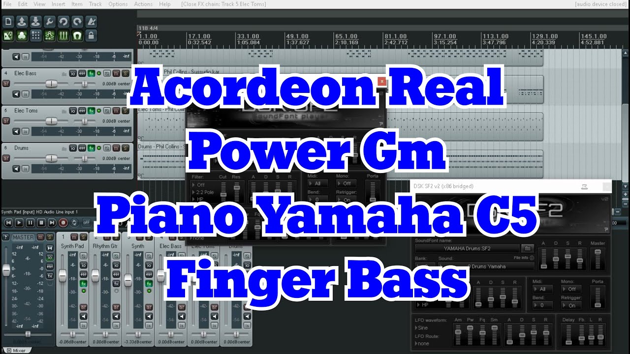 Acordeon Real Piano C5 Bateria GM y Bajo Cuarteto Soundfonts