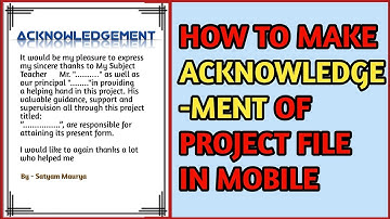How to make acknowledgement of Project