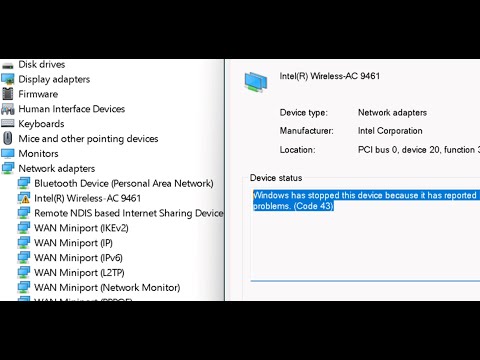 Fix Intel Wireless AC 9461 Not Working Error Code 43/10,Fix Connections Problem Intel Wireless 9461