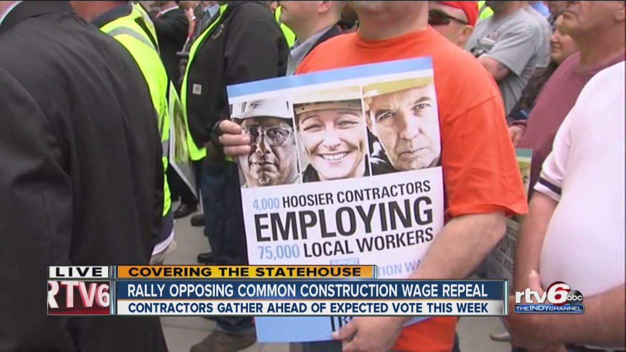 Rally opposing common construction wage repeal at Statehouse