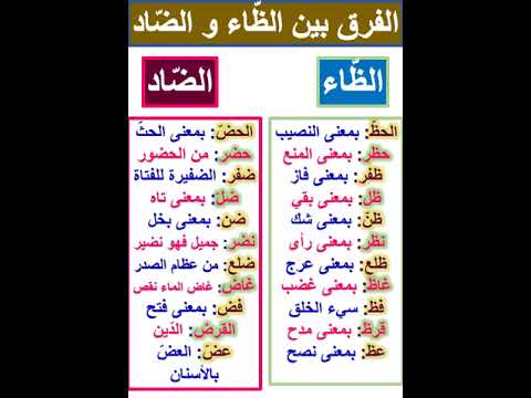 الفرق بين الظ اء و الض اد 