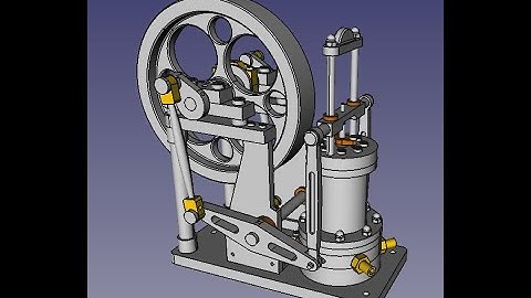 FreeCAD 0.20.1 1-CYLINDER DOUBLE SIDED BEAM STEAM ENGINE CALLED "TRUNCH TROJAN"