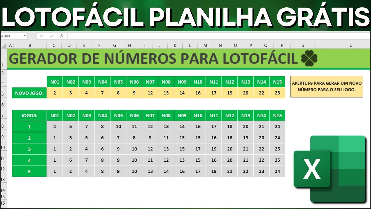 Planilha LotoFácil no Excel, Download Grátis