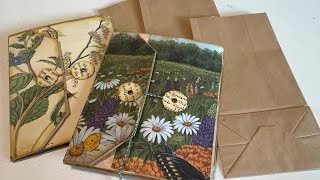 Super easy NO SEW folio journals using brown lunch bags