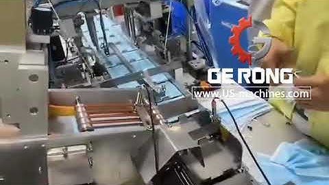 Semi automatic facial mask paging feeding earloop welding machine mask welder line testing video