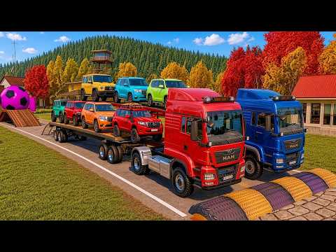 Flatbed Truck vs McQueen Pothole vs Car Transport #29 - BeamNG.drive