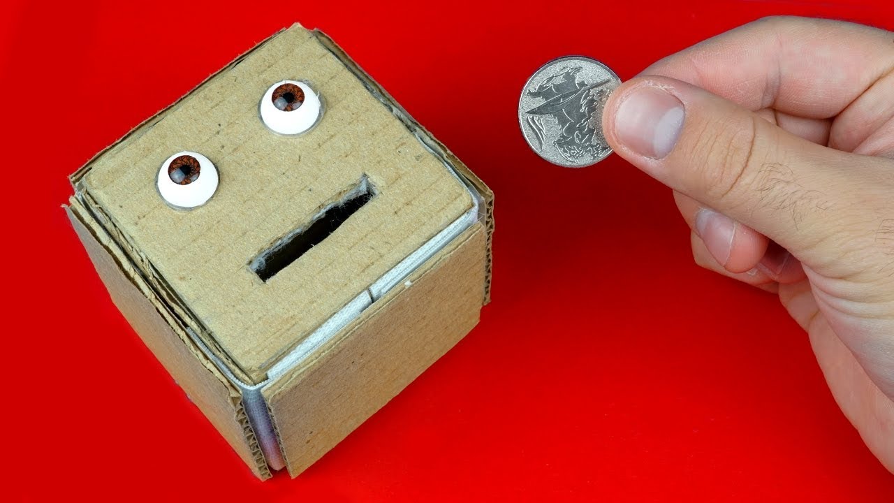 how to make surprise coin box from cardboard youtube cardboard box crafts crafts to do when your bored cardboard crafts